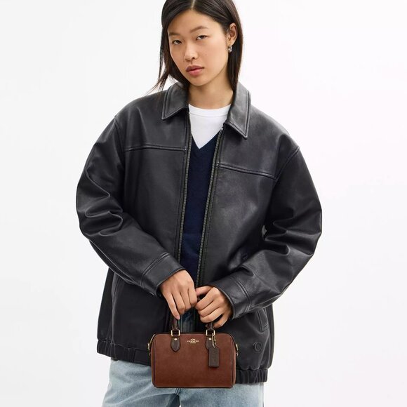 NWT Coach Mini Rowan Crossbody Bag CCF29 suede/Vintage Brown - Picture 4 of 14